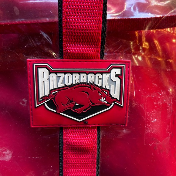 Red Arkansas Razorbacks Clear Backpack - Picture 2 of 3
